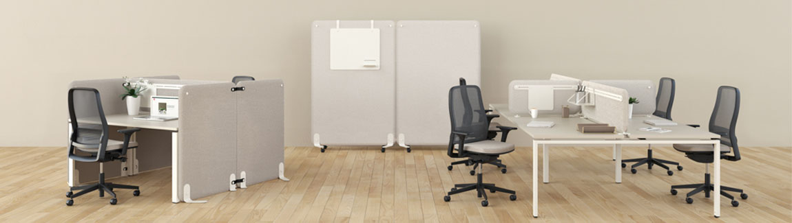 Akoestische scheidingswand voor geluidsreductie en visuele afscheiding in kantoorruimtes