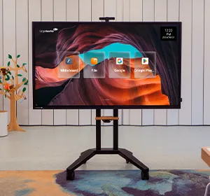 Mobiel touchscreen display op verrijdbaar onderstel voor flexibele inzet