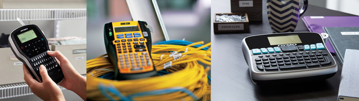 Dymo labelmaker voor het printen van labels voor kantoor, magazijn en kabelmarkering