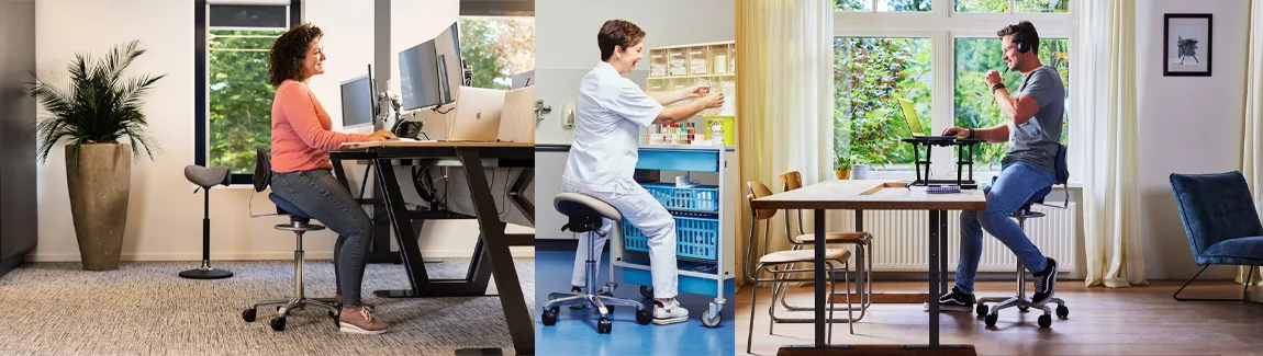 Ergonomische kruk voor actief zitten op kantoor of in de praktijk