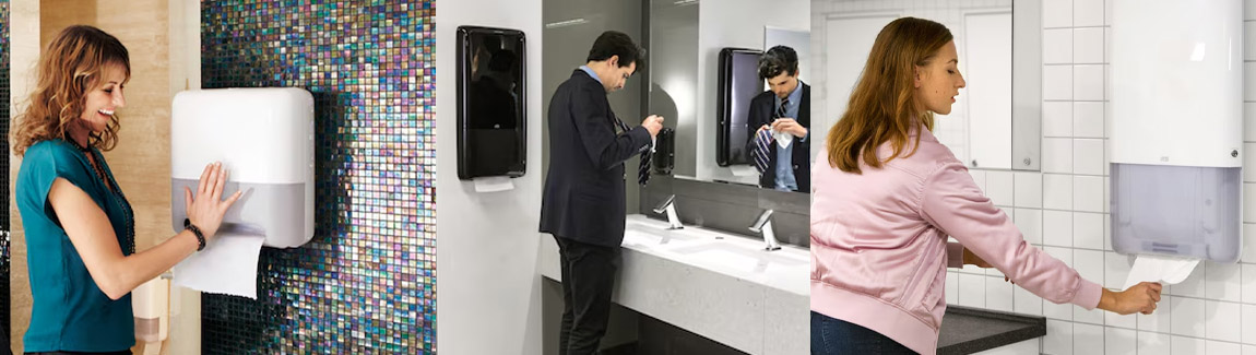 Handdoekdispenser voor sanitaire ruimtes