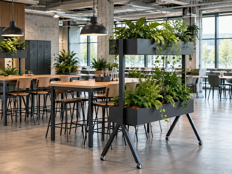 Industriële kantinestoelen met hout en metaal