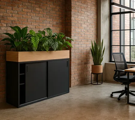 Kast met plantenbak industrieel