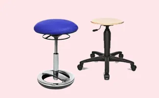 Overzicht met verschillende typen ergonomische krukken voor kantoor en praktijk