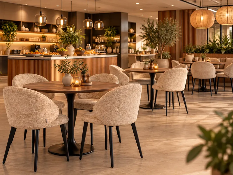 Luxe gestoffeerde kantinestoelen in een moderne kantine