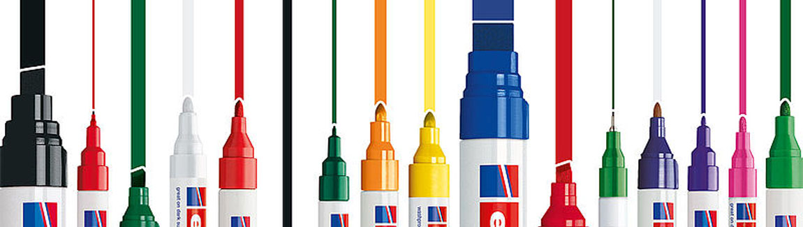 Markers voor het tijdelijk of permanent schrijven op verschillende oppervlakken