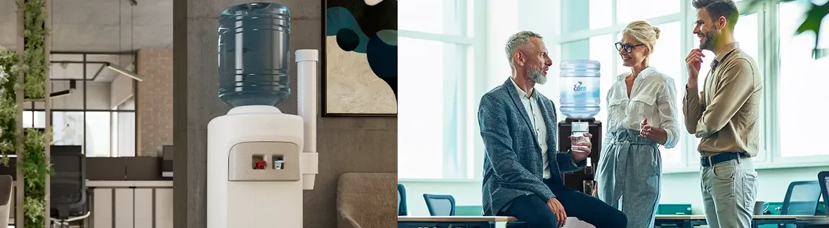 Waterkoeler voor kantoor met grote waterflessen