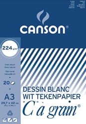 Canson Tekenblok C à grain 224 g/m², 29,7 x 42 cm A3""