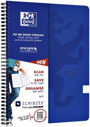 Oxford Touch spiraalblok A4 140 bladzijden blauw gelijnd-2