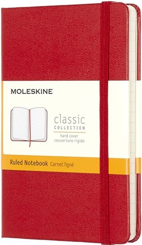 Moleskine Notitieboek Pocket 90x140mm Lijn Rood Hard Cover