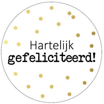 Sluitstickers Hartelijk gefeliciteerd + stippen diameter 40 mm rol van 250 stuks
