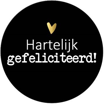Sluitstickers Hartelijk gefeliciteerd diameter 40 mm rol van 250 stuks