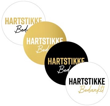 Sluitstickers Hartstikke Bedankt diameter 40 mm 4 varianten rol van 250 stuks