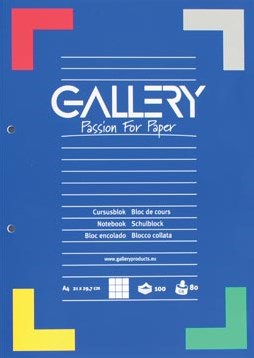 Gallery cursusblok geruit 5 mm papier van 80 g/m²