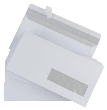 Envelop 110 x 220 mm venster rechts met plakstrip doos van 500 stuks