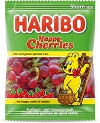Haribo snoep kersen, zak van 185 g
