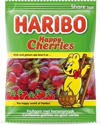 Haribo snoep kersen, zak van 185 g