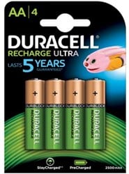 Oplaadbare batterijen AA Duracell ReCharged Ultra 2500mAh 4 stuks