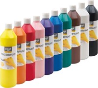 Creall vingerverf Happy, set met 10 flesjes van 750 ml in geassorteerde kleuren