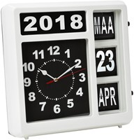 Wandklok met datum Perel Flipover 31cm zwart/wit-3