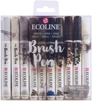 Brushpen Talens Ecoline set à 10 stuks grijs-3