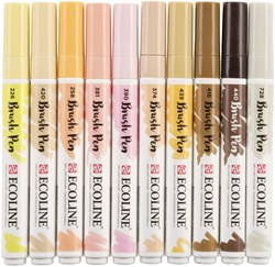 Brushpen Talens Ecoline set à 10 stuks huid