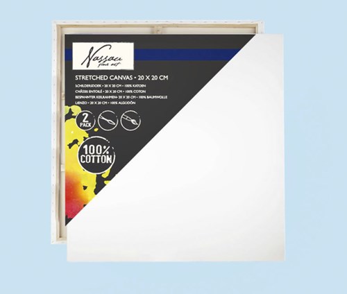 Canvas Nassau fine art 20x20cm 100% katoen 2 stuks