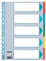 Esselte tabbladen, Voor A4 formaat, uit karton, 5 tabs, geassorteerde kleuren