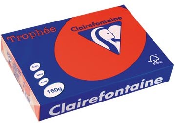 Clairefontaine Trophée Intens gekleurd papier A4 160 g 250 vel koraalrood