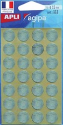 Agipa ronde etiketten 15mm zilver