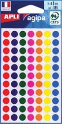 Agipa ronde etiketten 8mm geassorteerde kleuren