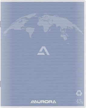 Aurora Writing 45 kladschrift uit gerycleerd papier, 200 bladzijden, geruit 5 mm, lichtblauw