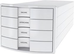 Bureau ladenkastje plastic 4 laadjes Han Impuls gesloten laden wit