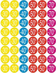 Agipa Kortinglabel van -30% tot -70% (80 x -30%, 40 x -40%, 80 x -50%, 40 x -70%), geassorteerde kleur...
