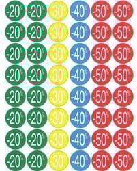 Agipa Kortinglabel van -20% tot - 50% (80 x -20%, 40 x -30%, 40 x -40%, 80 x -50%), geassorteerde kleu...