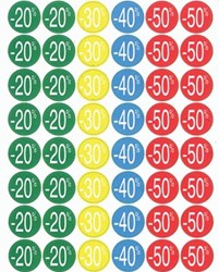 Agipa Kortinglabel van -20% tot - 50% (80 x -20%, 40 x -30%, 40 x -40%, 80 x -50%), geassorteerde kleu...
