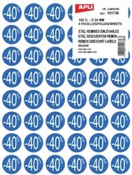 Kortingsstickers -40% blauw pak van 192 stuks verwijderbaar