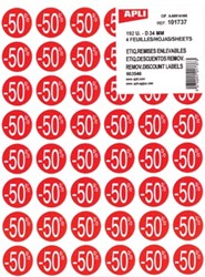 Agipa Kortinglabel -50%, rood pak van 192 stuks verwijderbaar