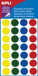 Apli ronde verwijderbare etiketten 15mm geassorteerde kleuren