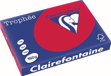 Clairefontaine Trophée Intens, gekleurd papier, A3, 160 g, 250 vel, kersenrood