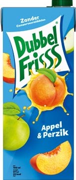 Fruitdrank DubbelFrisss appel perzik pak 1500ml