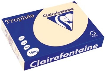 Gekleurd a4 papier 160 g/m² pak 250 vel crème Clairefontaine Trophée Pastel