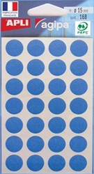 Agipa ronde etiketten 15mm blauw