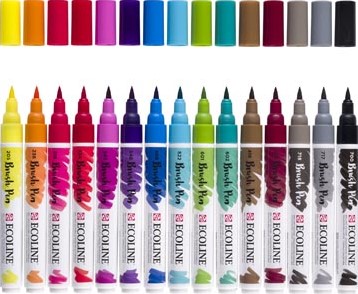 Talens Ecoline Brush pen etui van 15 stuks assorti-3