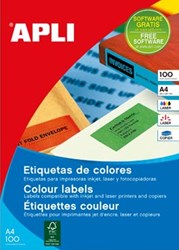 Apli Gekleurde etiketten 210 x 297 mm groen 100 stuks 1 per blad