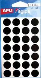 Agipa ronde etiketten 15mm zwart