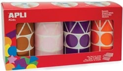 Apli Kids stickers XL op rol 4 vormen en 4 kleuren in één doos