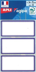 Agipa schooletiketten ft 75 x 34 mm, 24 etiketten per etui, blauwe rand