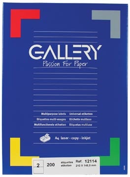 Gallery universele etiketten  210 x 148,5mm 2 etiketten per vel