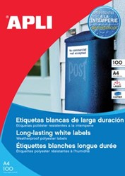 Apli waterbestendige etiketten 210 x 297 mm 100 stuks 1 per blad doos van 100 blad